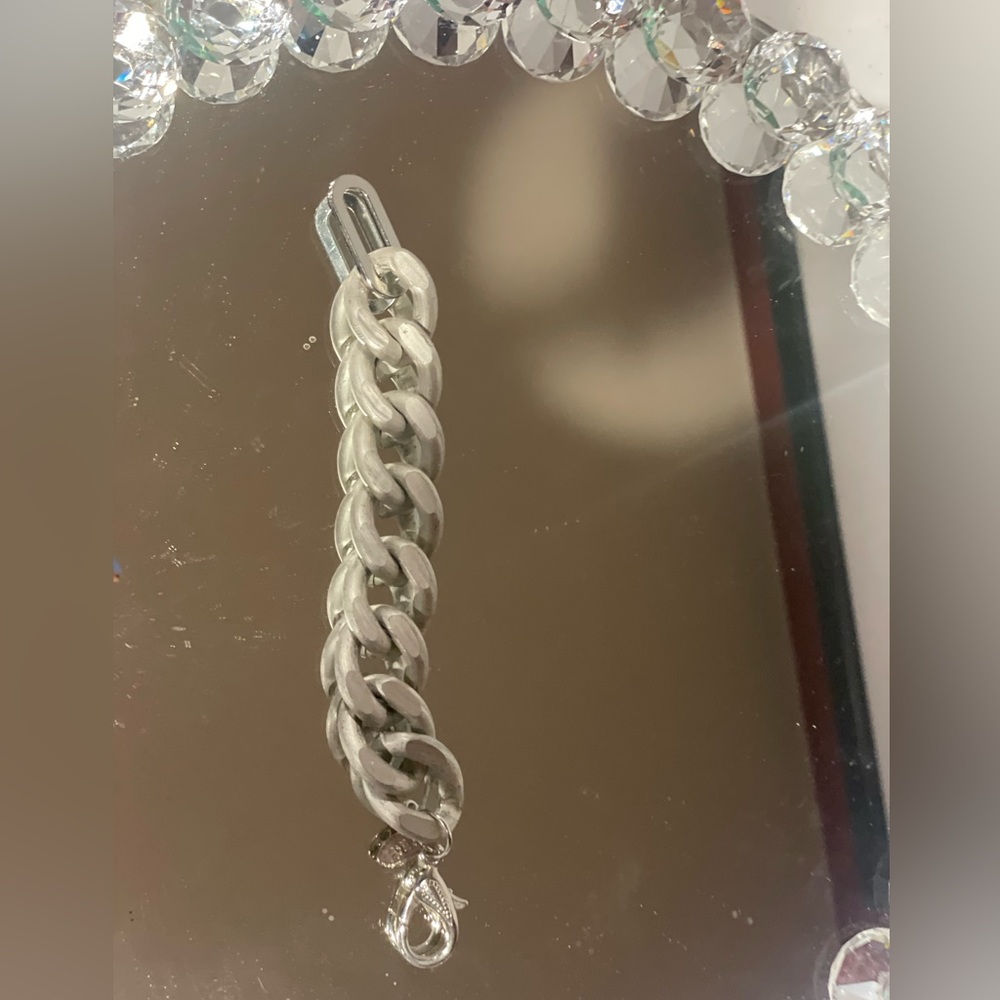 HRH Collection thick chunky brushed silver link bracelet